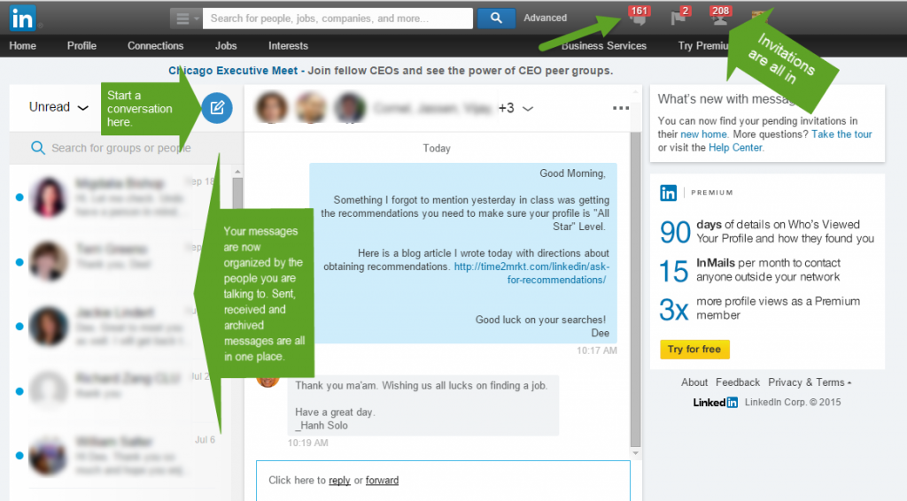 LinkedIn message changes